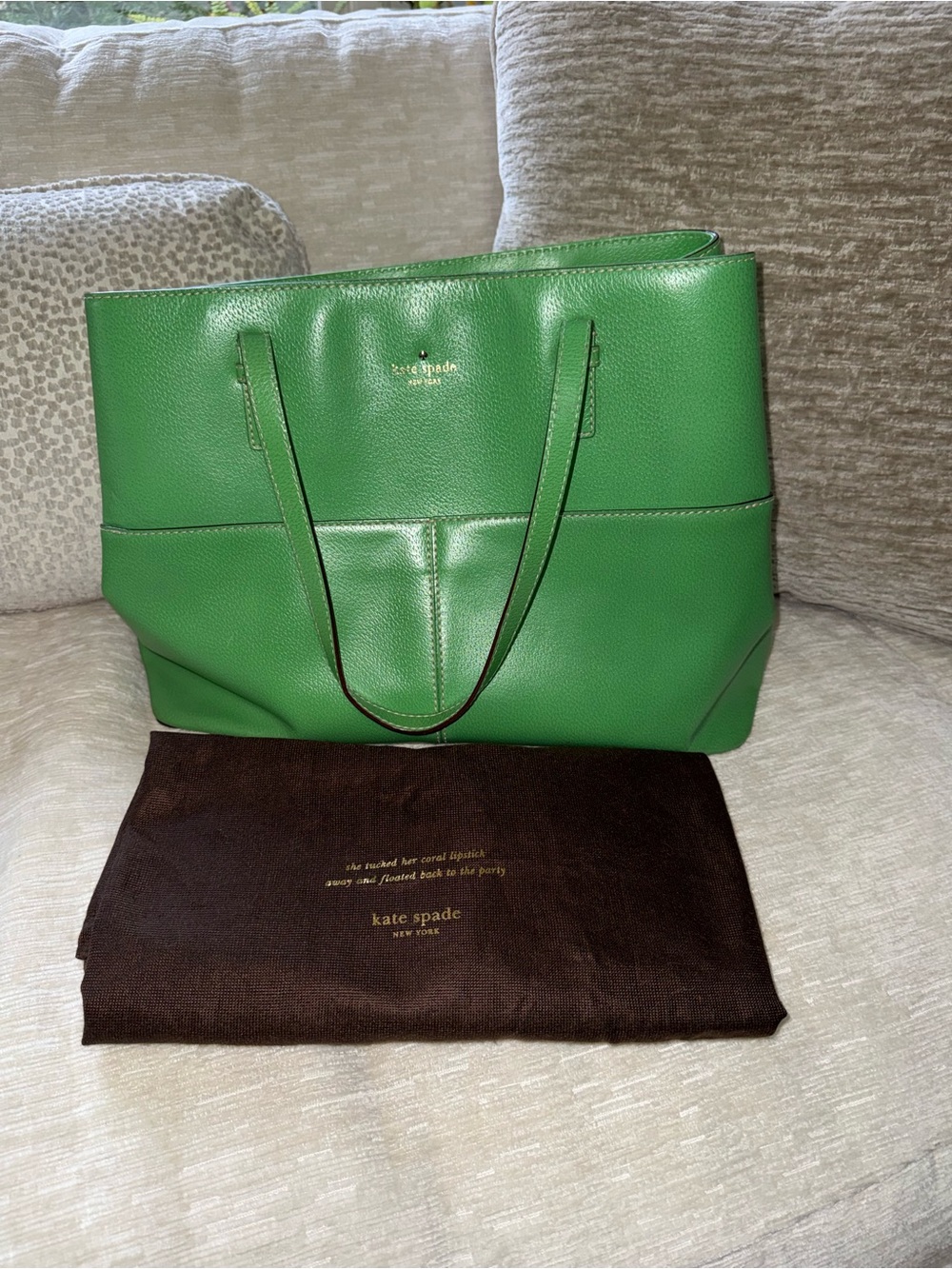 Kate Spade Bright Green Tote with Top Handles